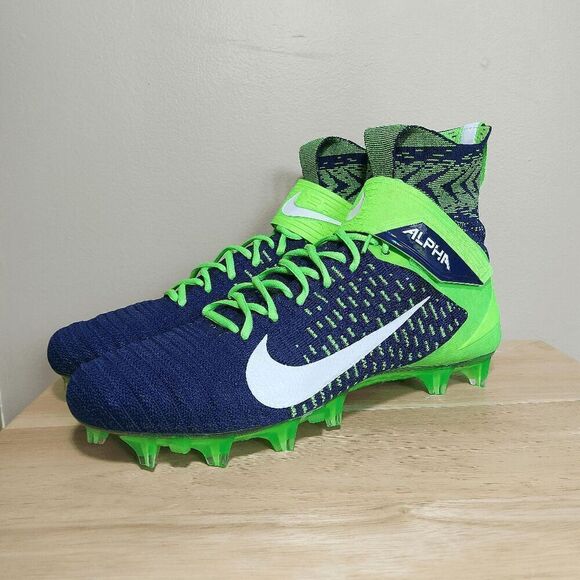 Nike Alpha Menace Elite 2 Flyknit Football Cleats Blue Green Seahawks BV2077-400 - Picture 3 of 7